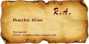 Ruszka Alex névjegykártya